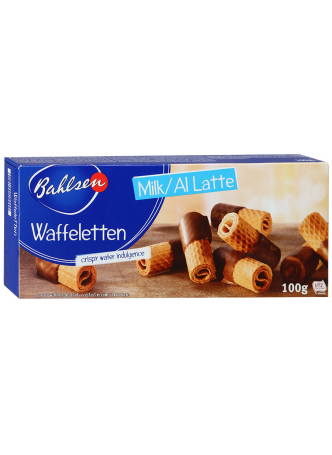 Трубочки вафельные Bahlsen Waffeletten в молочном шоколаде, 100 г оптом