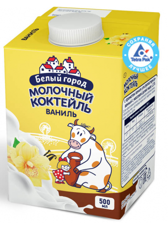 Молочный коктейль БЕЛЫЙ ГОРОД Ваниль 1,5%, 500мл БЗМЖ оптом