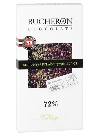 BUCHERON Шоколад горький с клюквой, клубникой и фисташками 72% какао 100г оптом