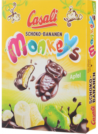 Суфле Casali Monkeys банановое с яблочной начинкой в шоколаде, 140г оптом