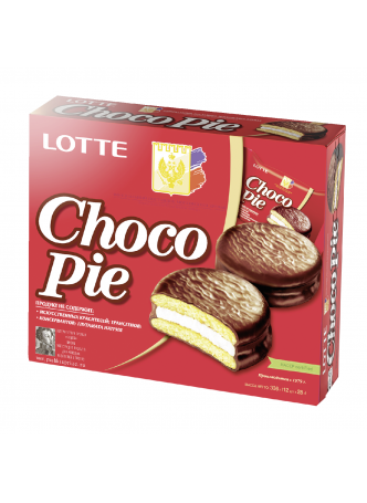 Lotte Choco Pie Пирожное бисквитное в глазури, 336г оптом