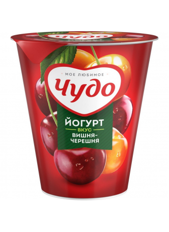 Йогурт ЧУДО со вкусом вишня-черешня 2,5%, 290 г БЗМЖ оптом