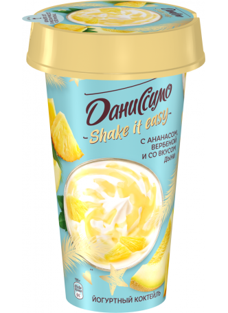Коктейль йогуртовый ДАНИССИМО ананас-вербена-дыня, 2,7%, 190г БЗМЖ оптом