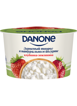 Творог зерненый DANONE в натуральном йогурте клубника-земляника, БЗМЖ, 150 г