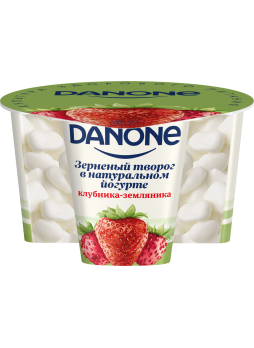 Творог зерненый DANONE в натуральном йогурте клубника-земляника, БЗМЖ, 150 г