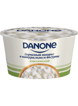 Творог зерненый DANONE в натуральном йогурте классический, БЗМЖ, 150 г
