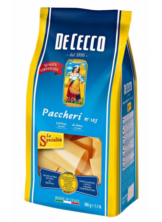 Макаронные изделия DE CECCO Paccheri №125, 500г оптом
