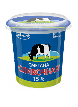 Сметана Экомилк 15%, 315г оптом