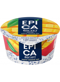 Йогурт EPICA с манго и семенами чиа 5,0%, 130г БЗМЖ