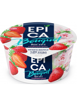 Йогурт Epica букет Клубника/Роза, 130г БЗМЖ
