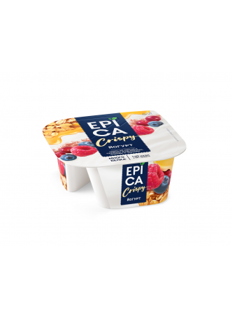 Йогурт ЕPICA Crispy натуральный и смесь из мюсли и сушеных ягод 6,0%, 138г БЗМЖ оптом