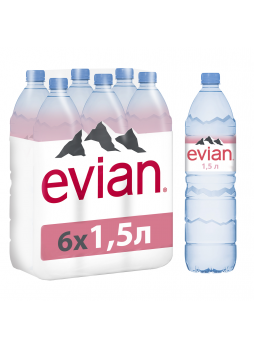 Вода EVIAN минеральная столовая/питьевая негазированная, 1,5л