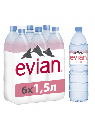 Вода EVIAN минеральная столовая/питьевая негазированная, 1,5л оптом