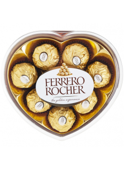 Конфеты хрустящие Ferrero Rocher из молочного шоколада, покрытые измельченными орешками, с начинкой из крема и лесного ореха, 100г