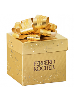 Конфеты хрустящие Ferrero Rocher из молочного шоколада, покрытые измельченными орешками, с начинкой из крема и лесного ореха, 75г