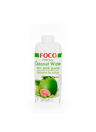 Вода кокосовая FOCO с розовым гуава, 0,33л