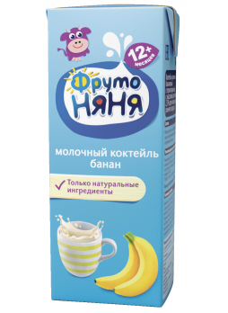 Молочный коктейль ФРУТОНЯНЯ банан 2,5%, 200мл БЗМЖ
