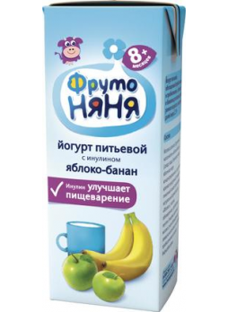 Йогурт питьевой ФРУТОНЯНЯ яблоко-банан с инулином с 8+ месяцев, 200мл