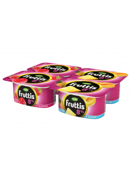 Йогуртный продукт FRUTTIS 8% Малина/ананас-дыня, 4х115г