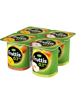 Продукт йогуртный легкий Fruttis Легкий Абрикос-манго, Яблоко-груша 0,1%, 110 г БЗМЖ