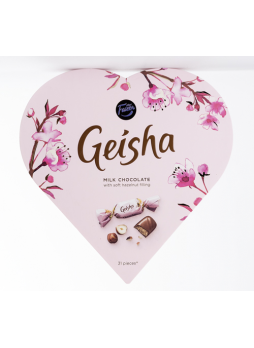Конфеты GEISHA Сердце молочный шоколад с мягким ореховым наполнителем, 225 г