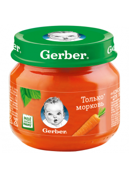 Пюре GERBER овощное &quot;Только морковь&quot; для детей с 4 месяцев, 80г