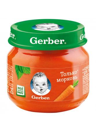 Пюре GERBER овощное "Только морковь" для детей с 4 месяцев, 80г оптом