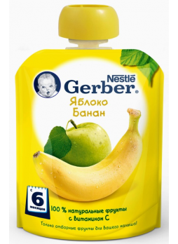 Пюре GERBER Яблоко-банан, 90г