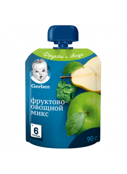 Пюре GERBER фруктово-овощной микс, 90г