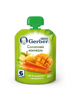 Gerber Фруктово-овощное пюре Солнечный коктейль (с 6 мес.), 90гр.