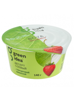 Десерт соевый GREEN IDEA с йогуртовой закваской и соком клубники, 140 г