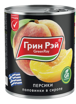Green Ray Персики консервированные половинки греческие в сиропе 850мл