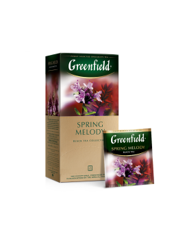 Greenfield Чай черный с чабрецом, мятой и листом черной смородины Spring Melody в саше 25*1,5г