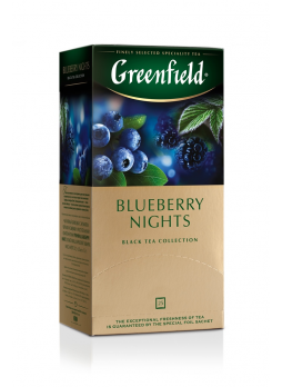 Greenfield Чай черный байховый со вкусом и ароматом черники и сливок Blueberry nights 25пак.