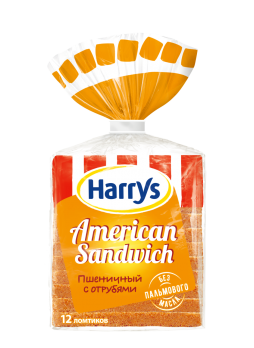 Хлеб Harry's (Harrys) American Sandwich Сандвичный пшеничный с отрубями в нарезке 515г