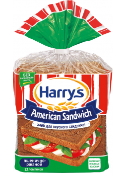 Хлеб Harry's (Harrys) American Sandwich Сандвичный пшенично-ржаной в нарезке 470 г
