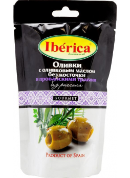 Оливки Iberica с оливковым маслом и прованскими травами без косточки без рассола 70 г