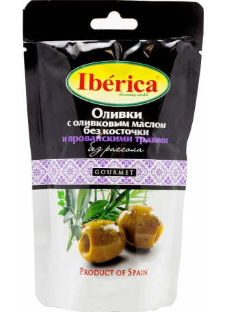 Оливки Iberica с оливковым маслом и прованскими травами без косточки без рассола 70 г оптом