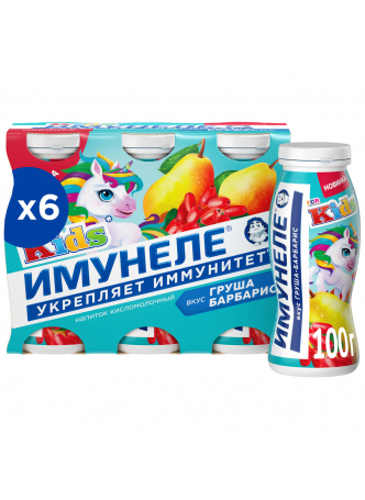 Напиток кисломолочный Neo Имунеле for Kids Груша Барбарис 1.5%, 100г БЗМЖ оптом