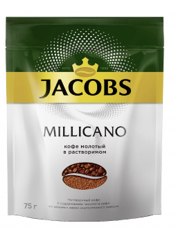 Кофе JACOBS Monarch Millicano молотый в растворимом, 75г