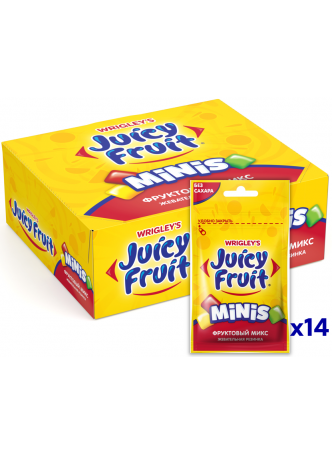 Жевательная резинка Juicy Fruit Minis без сахара с ароматом яблока, клубники и фруктов, 13.8г оптом