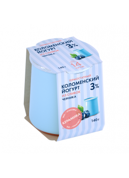 Йогурт КОЛОМЕНСКОЕ из молока термостатный черника 3%, 140 г