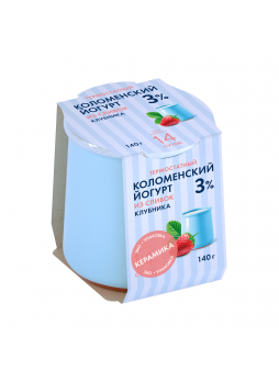 Йогурт КОЛОМЕНСКОЕ из молока термостатный клубника 3%, 140 г