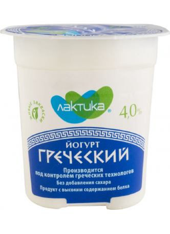 Йогурт натуральный греческий Lactica 4%, 120г БЗМЖ оптом