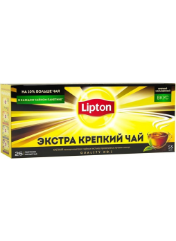 Чай черный LIPTON экстра крепкий, 25x2,2г