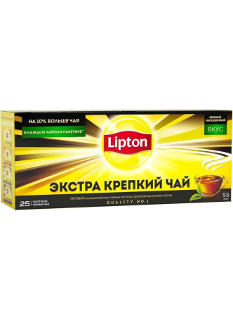 Чай черный LIPTON экстра крепкий, 25x2,2г оптом