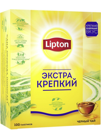 Чай черный LIPTON Экстра крепкий, 100Х2,2г оптом