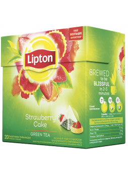 Чай LIPTON зеленый Клубничное пирожное, 20х1,4г