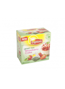 Lipton Чай зеленый с ароматом клубничного пирожного Strawberry Cake, 20х1,4г