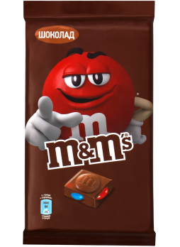 Шоколадная плитка M&M's с молочным шоколадом и разноцветным драже, 125г